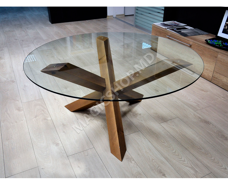 Masa Indart Glasswood Table (120x120 cm)